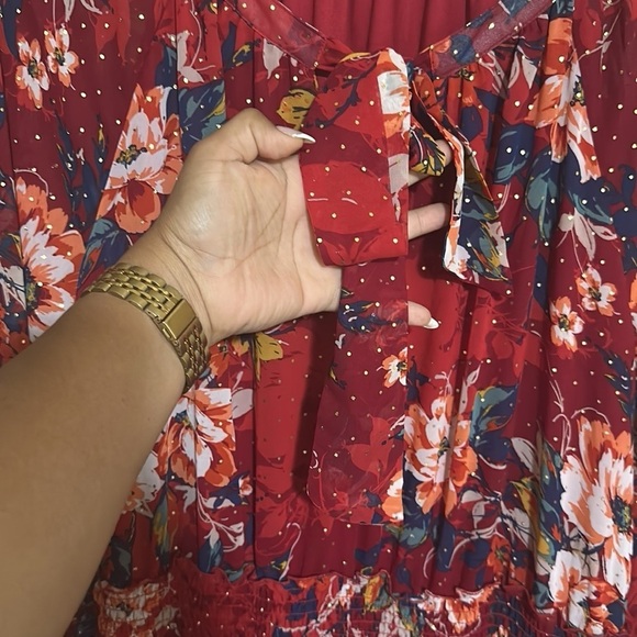 FIGUEROA & FLOWER Floral Print Red Midi Dress Size 2X NWT - Picture 8 of 16